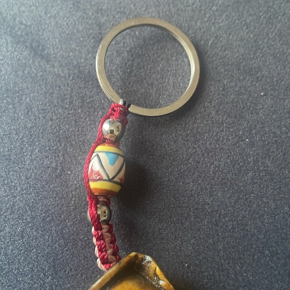 Gothic Skull Keychain Molded Carved Resin & Beading - Picture 3 of 6